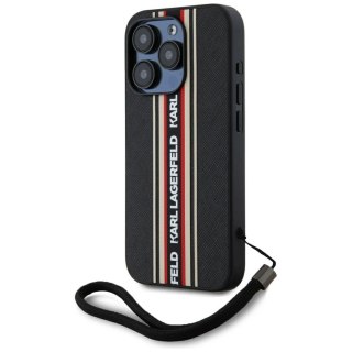 Etui Karl Lagerfeld Saffiano Athleisure Stripes Cord na iPhone 15 Pro - czerwone