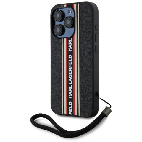 Etui Karl Lagerfeld Saffiano Athleisure Stripes Cord na iPhone 15 Pro - czerwone