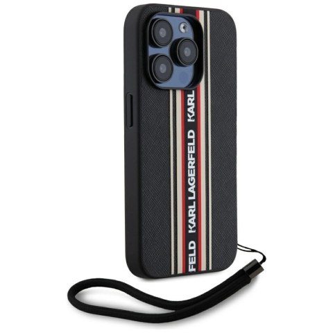 Etui Karl Lagerfeld Saffiano Athleisure Stripes Cord na iPhone 15 Pro - czerwone