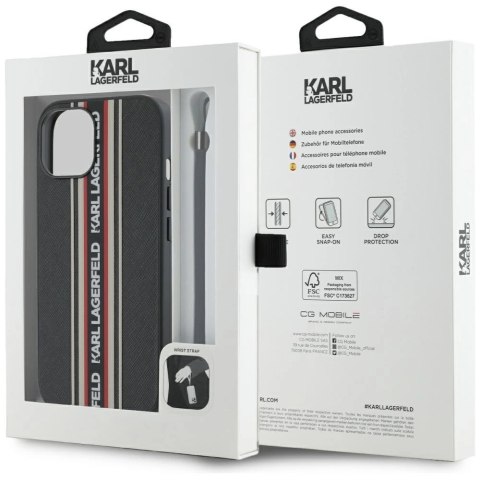 Etui Karl Lagerfeld Saffiano Athleisure Stripes Cord na iPhone 15 - czerwone