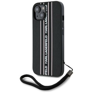 Etui Karl Lagerfeld Saffiano Athleisure Stripes Cord na iPhone 15 - różowe