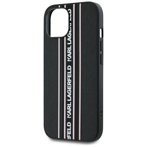Etui Karl Lagerfeld Saffiano Athleisure Stripes Cord na iPhone 15 - różowe