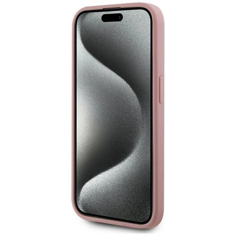 Etui Karl Lagerfeld Wrinkled Metal Signature na iPhone 15 Pro Max - różowe