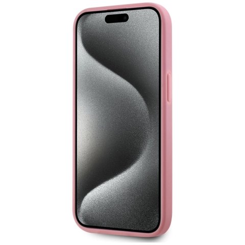 Etui Karl Lagerfeld Wrinkled Metal Signature na iPhone 15 - różowe
