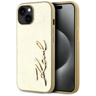 Etui Karl Lagerfeld Wrinkled Metal Signature na iPhone 15 - złote