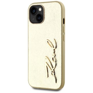 Etui Karl Lagerfeld Wrinkled Metal Signature na iPhone 15 - złote