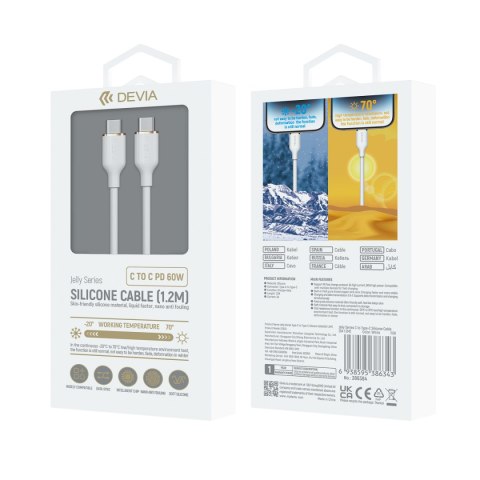 Devia kabel Jelly EC632 USB-C - USB-C 1,2 m 60W 3A biały Devia kabel Jelly EC632 USB-C - USB-C 1,2 m 60W 3A biały