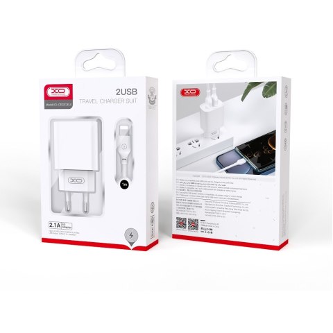 XO ładowarka sieciowa CE02C 2x USB 2,1A biała + kabel USB-C XO ładowarka sieciowa CE02C 2x USB 2,1A biała + kabel USB-C