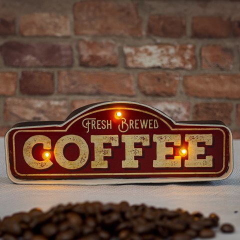 Znak Metalowy RETRO LED Fresh Brewed Coffee Forever Light Znak Metalowy RETRO LED Fresh Brewed Coffee Forever Light
