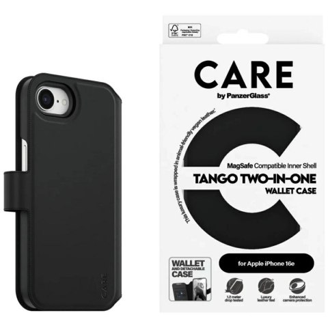 Etui CARE by PanzerGlass Feature Tango 2w1 Wallet na iPhone 16e - czarne
