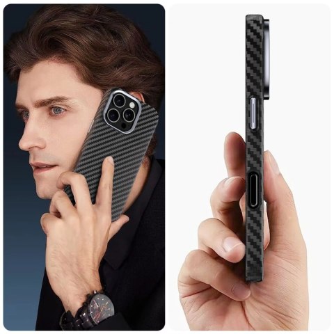 Etui Tech-Protect Ion Carbon MagSafe na iPhone 16 Pro Max - czarno-szare