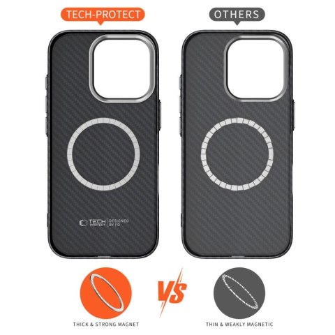 Etui Tech-Protect Ion Carbon MagSafe na iPhone 16 Pro Max - czarno-szare