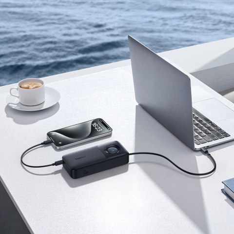 Powerbank Baseus Free2Pull 20000mAh 65W z rozwijanym kablem USB-C - czarny