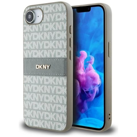 Etui DKNY Repeat Texture Pattern with Tonal Stripe na iPhone 16e - beżowe