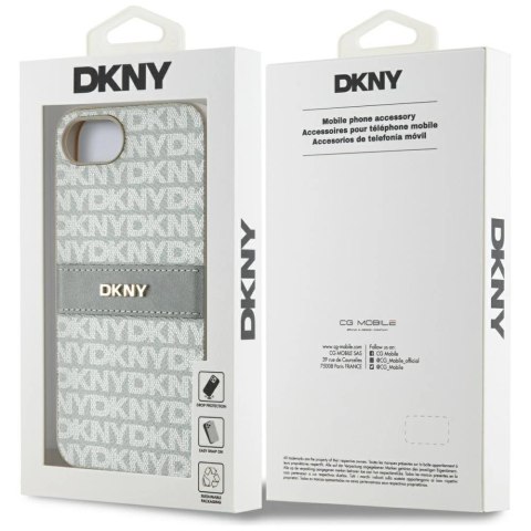 Etui DKNY Repeat Texture Pattern with Tonal Stripe na iPhone 16e - beżowe