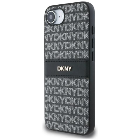 Etui DKNY Repeat Texture Pattern with Tonal Stripe na iPhone 16e - czarne