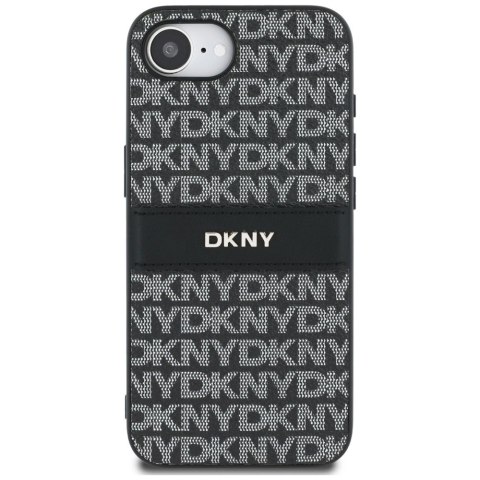 Etui DKNY Repeat Texture Pattern with Tonal Stripe na iPhone 16e - czarne
