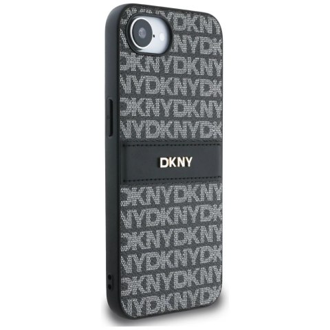 Etui DKNY Repeat Texture Pattern with Tonal Stripe na iPhone 16e - czarne