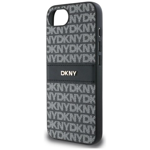 Etui DKNY Repeat Texture Pattern with Tonal Stripe na iPhone 16e - czarne