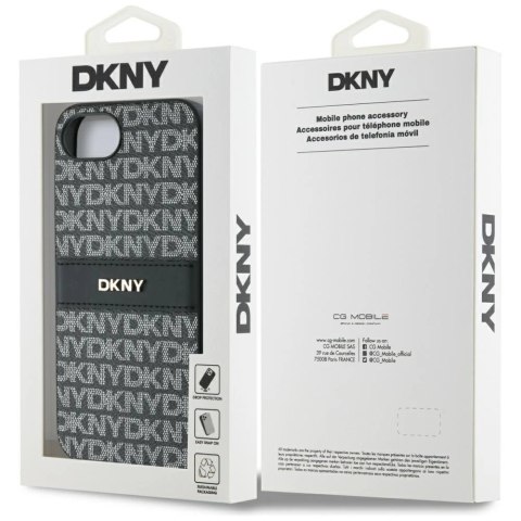 Etui DKNY Repeat Texture Pattern with Tonal Stripe na iPhone 16e - czarne