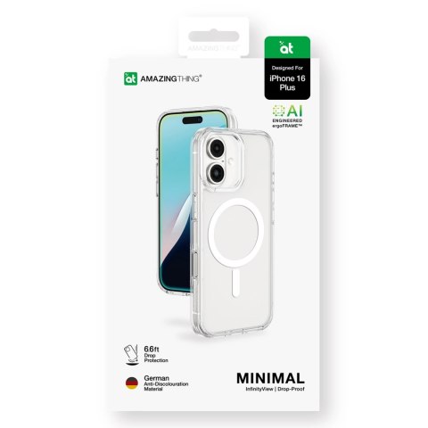 Etui silikonowe AMAZINGTHING Minimal Mag Case z pierścieniem magnetycznym do iPhone 16 Plus - przezroczyste