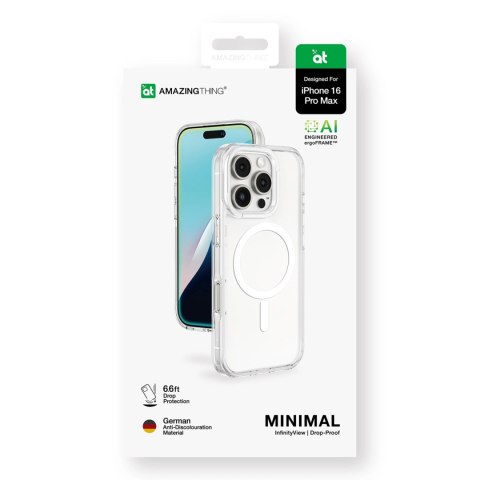 Etui silikonowe AMAZINGTHING Minimal Mag Case z pierścieniem magnetycznym do iPhone 16 Pro Max - przezroczyste