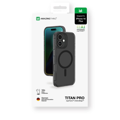 Etui silikonowe AMAZINGTHING Titan Pro Mag Case z pierścieniem magnetycznym do iPhone 16 Plus - czarne
