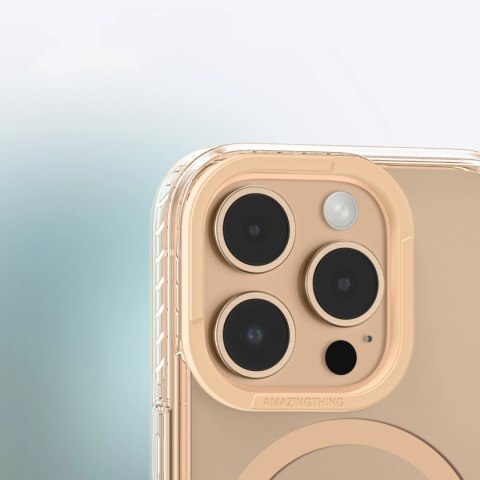 Etui silikonowe AMAZINGTHING Titan Pro Mag Case z pierścieniem magnetycznym do iPhone 16 Pro Max - różowe złoto