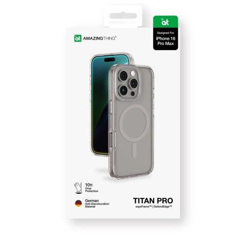 Etui silikonowe AMAZINGTHING Titan Pro Mag Case z pierścieniem magnetycznym do iPhone 16 Pro Max - szare