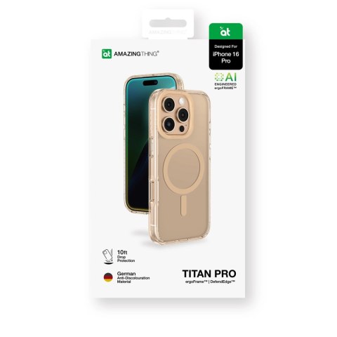 Etui silikonowe AMAZINGTHING Titan Pro Mag Case z pierścieniem magnetycznym do iPhone 16 Pro - różowe złoto