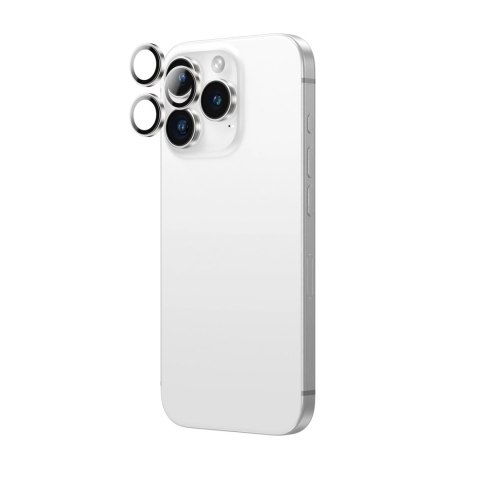 Szkło hartowane AMAZINGTHING AR Aluminium 3 Lens Glass z ramką na soczewki aparatu do iPhone 16 Pro / 16 Pro Max - srebrne