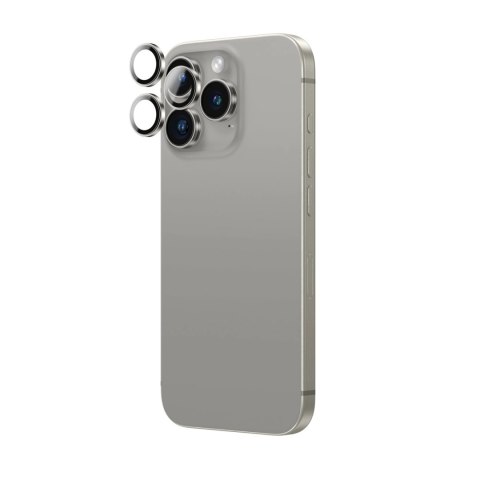 Szkło hartowane AMAZINGTHING AR Aluminium 3 Lens Glass z ramką na soczewki aparatu do iPhone 16 Pro / 16 Pro Max - szare