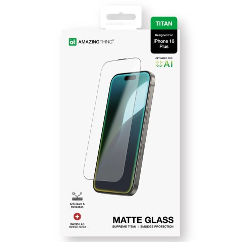 Szkło hartowane AMAZINGTHING Titan Matte Glass matowe do iPhone 16 Plus