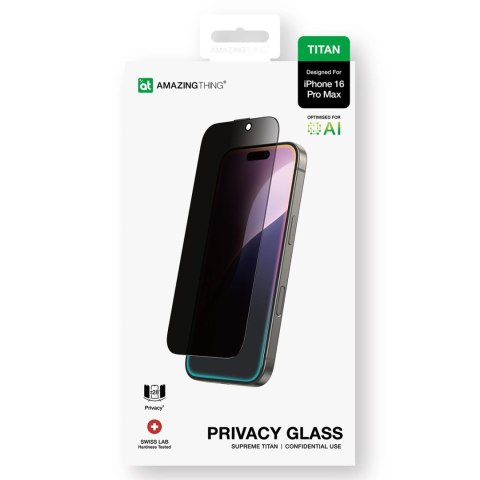 Szkło hartowane AMAZINGTHING Titan Privacy Glass prywatyzujące do iPhone 16 Pro Max