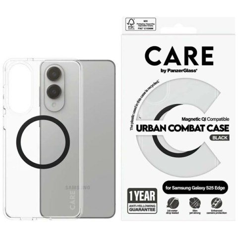 Etui CARE by PanzerGlass Flagship Urban Combat Black QI na Samsung Galaxy S25 Edge - przezroczyste