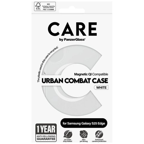 Etui CARE by PanzerGlass Flagship Urban Combat White QI na Samsung Galaxy S25 Edge - przezroczyste
