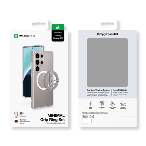 Etui silikonowe AMAZINGTHING Minimal Mag Case z pierścieniem magnetycznym i ringiem magnetycznym do Samsung Galaxy S25 - przezro