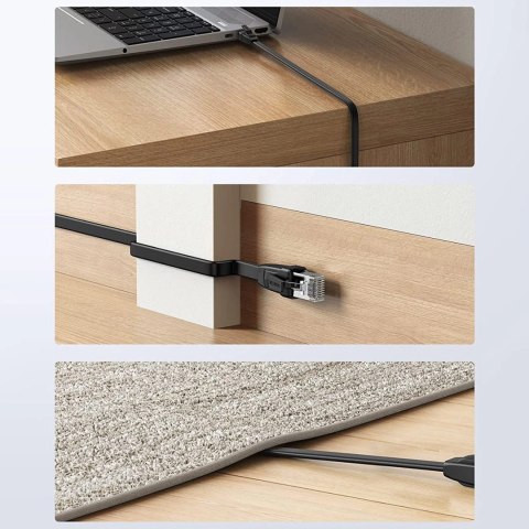 Kabel Ugreen NW102 50180 płaski sieciowy LAN Ethernet Cat. 6 15m - czarny