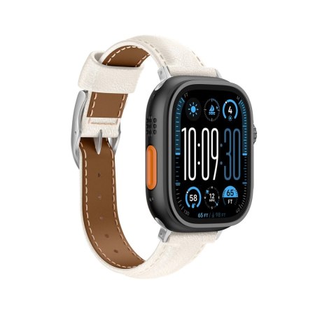Skórzany pasek AMAZINGTHING Class Band do Apple Watch 45 / 46 / 49 mm - jasnobeżowy