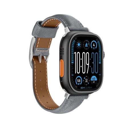 Skórzany pasek AMAZINGTHING Class Band do Apple Watch 45 / 46 / 49 mm - szary