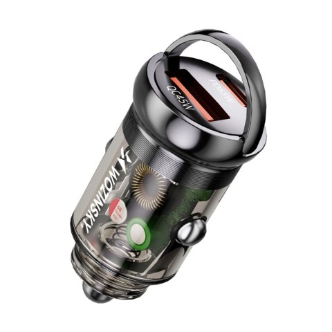 Wozinsky Ładowarka 65W samochodowa USB-C PD 65W / USB-A 45W QC 3.0 - czarna