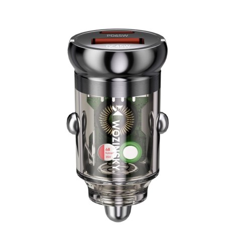 Wozinsky Ładowarka 65W samochodowa USB-C PD 65W / USB-A 45W QC 3.0 - czarna