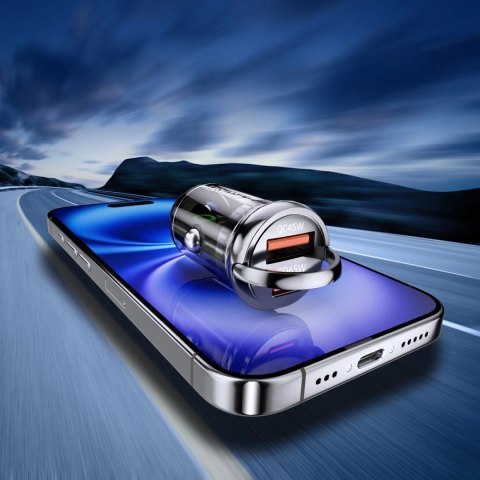 Wozinsky Ładowarka 65W samochodowa USB-C PD 65W / USB-A 45W QC 3.0 - czarna