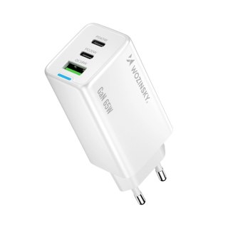Wozinsky ładowarka GaN 65W z portami USB 2xUSB-C z kabelm C-C 65W - biała