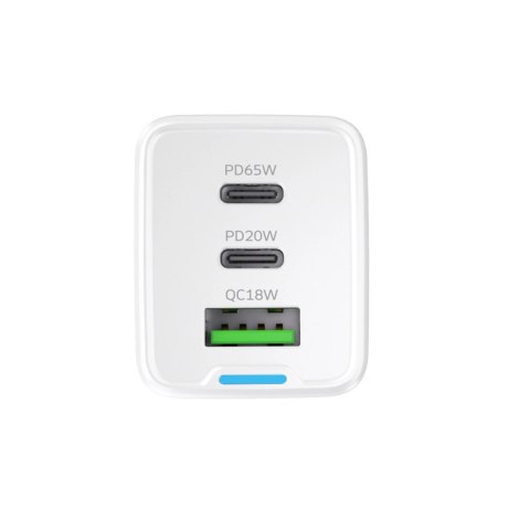 Wozinsky ładowarka GaN 65W z portami USB 2xUSB-C z kabelm C-C 65W - biała