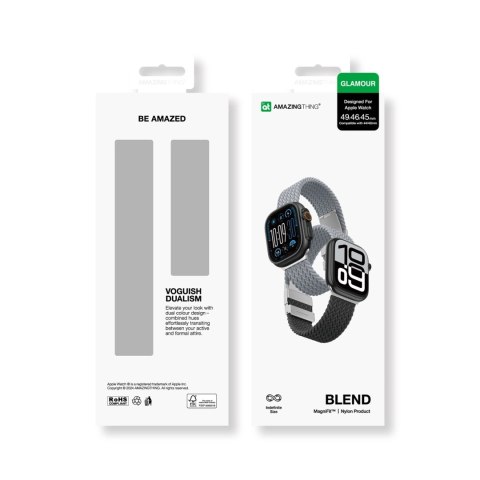 Zestaw 2 pasków AMAZINGTHING Blend Band do Apple Watch 45 / 46 / 49 mm - szaro-czarny / szary