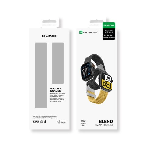 Zestaw 2 pasków AMAZINGTHING Blend Band do Apple Watch 45 / 46 / 49 mm - żółto-czarny / czarny