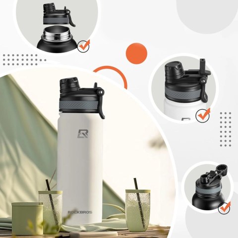 Bidon termiczny Rockbros 35210029005 rowerowy na napoje 550 ml - biały