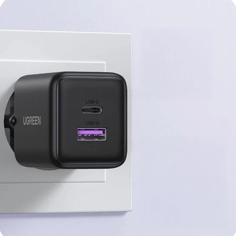 Ładowarka sieciowa Ugreen X516 30W GaN 1x USB-A 1x USB-C - szara