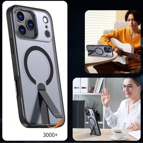 Etui Hybrid Armor X na iPhone 17 Pro Max z podstawką kompatybilne z MagSafe - czarne